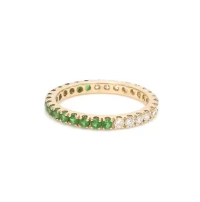 14K & 18K Ombre Tsavorite & Diamond Eternity Ring