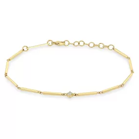 14k Single Diamond Gold Linked Bar Bracelet