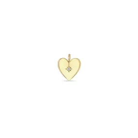 14k Single Star Set Diamond Small Aura Heart Charm