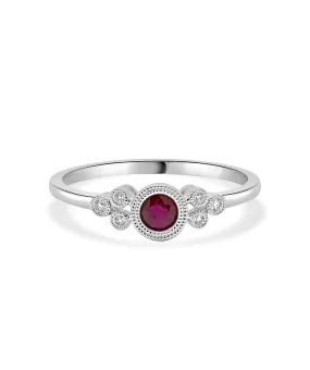 14K White Gold Ruby and Diamond Ring