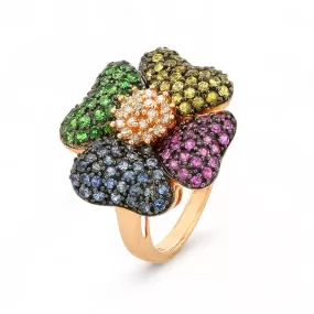 14K Yellow gold multicolor clover diamonds EFFIY brand ring-19903