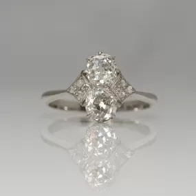 18 ct White Gold two stone diamond ring circa 1930