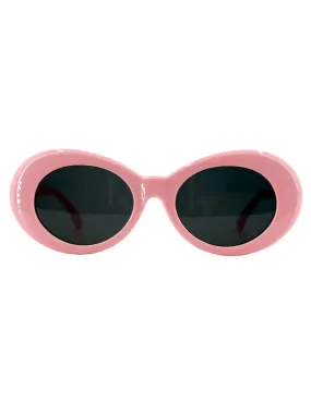 1960s Mod Style Pink Oval Sunglasses