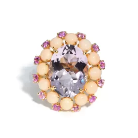 A & Furst - Sole - Ring with Rose de France, Angel Skin Coral and Pink Sapphires, 18k Yellow Gold