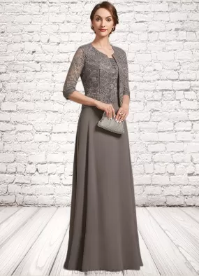 Addison A-Line Square Neckline Floor-Length Chiffon Lace Mother of the Bride Dress STK126P0014904