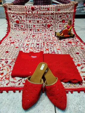 All Red Ensemble 4 Pc With Jutti