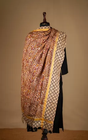 Art Silk Hand Blocked Kalamkari Dupatta 129IOS5