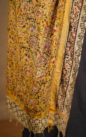 Art Silk Hand Blocked Kalamkari Dupatta 129IOS6