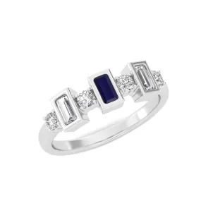 AUTRE -  14k White Gold 0.50ct Lab Grown Diamond and Sapphire Ring