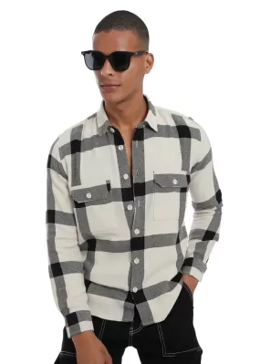 Black & White Brushed Cotton Check Shirt