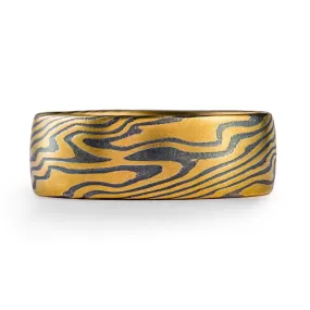 Bold Wedding Band in Twist Pattern and 18kt Spark Palette