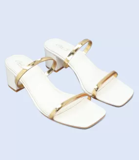 BW9380-WHITE-Women Slipper Heel