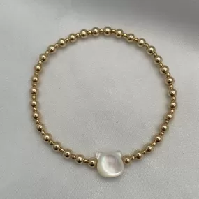 Cat Mom Bead Bracelet Gold Fill