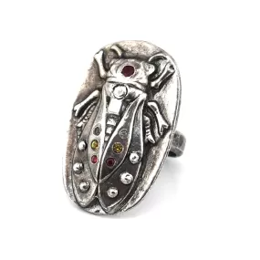 CICADA Sunrise Sapphire Ring Silver - size 6 1/4