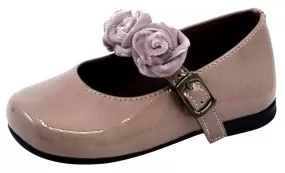 Clarys Girl's Flower Embellishment Buckle Mary Jane, Rose Patent