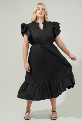 Curvy Cotton Ruffle Midi Dress