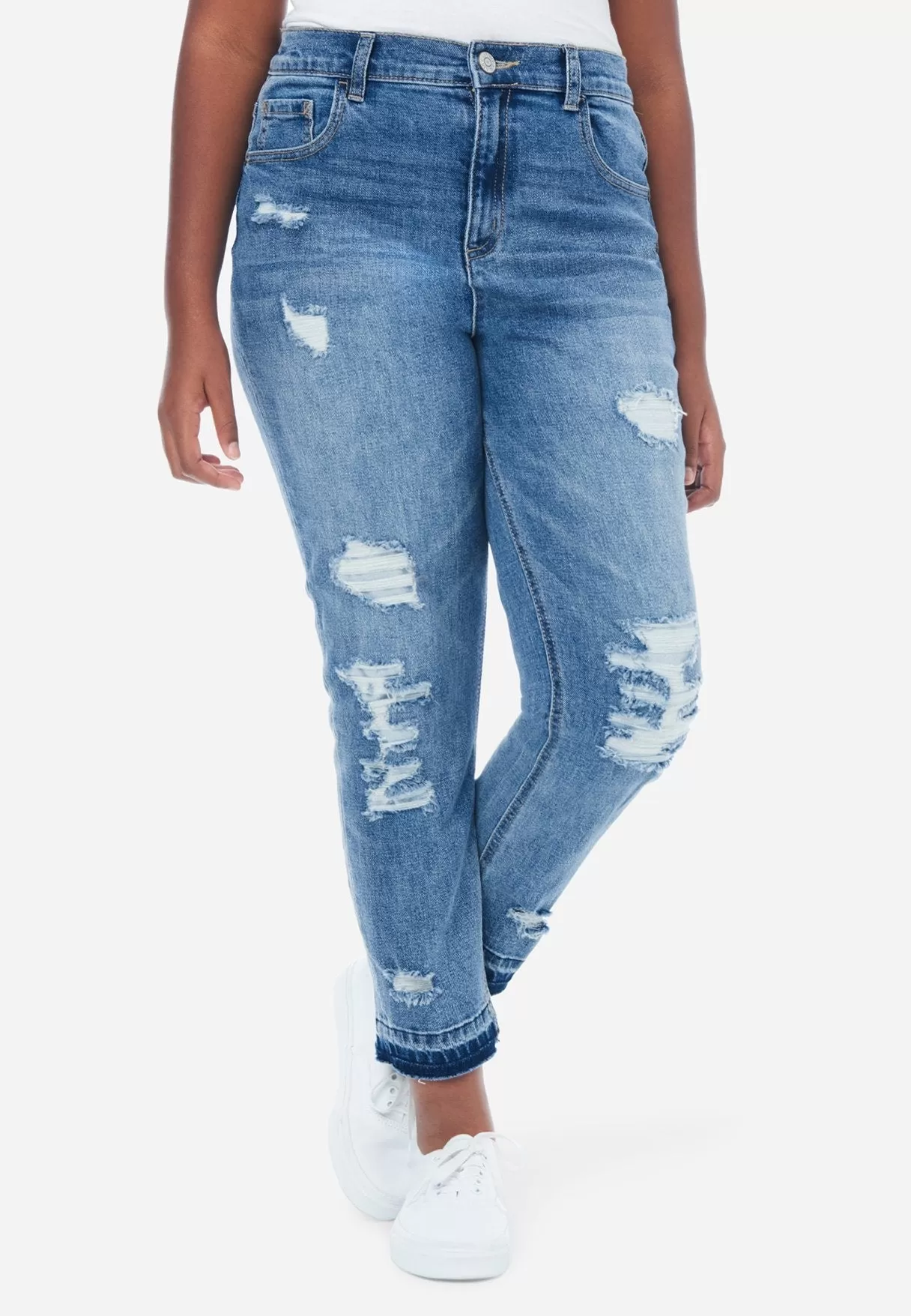 Destructed Mini Mom Jeans