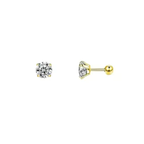 Diamond Barbell Earring - Gold