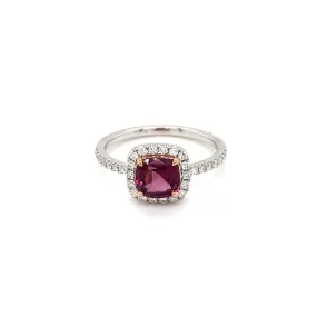 Fuchsia Spinel With Diamond Halo Ring