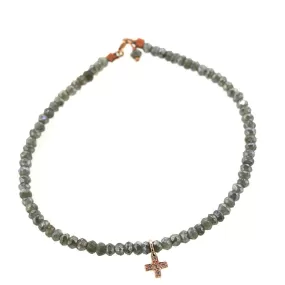 Gemstone and Diamond Cross Bracelet