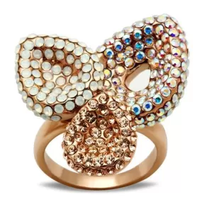 GL219 IP Rose Gold(Ion Plating) Brass Ring with Top Grade Crystal in Multi Color