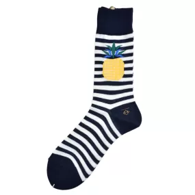 Marcomonde - Striped Pineapple Cotton Socks - Navy