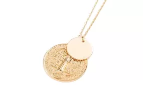 Mary Round Gold-color Catholic Religious Jesus Pendant Necklace