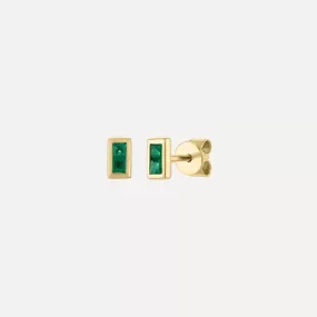 Mini Emerald Bezel Stud Earrings