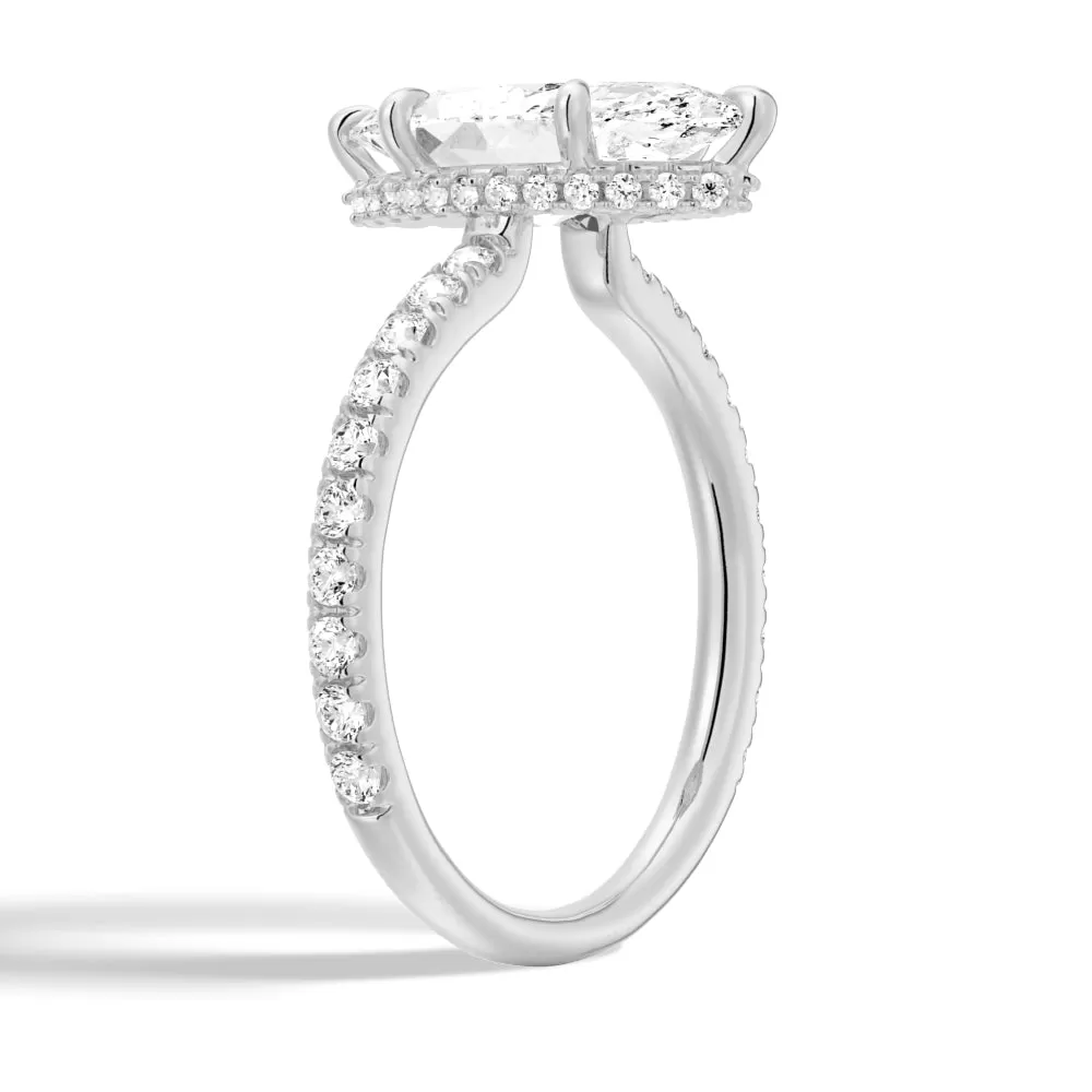 Pavé Marquise Engagement Ring With Hidden Halo