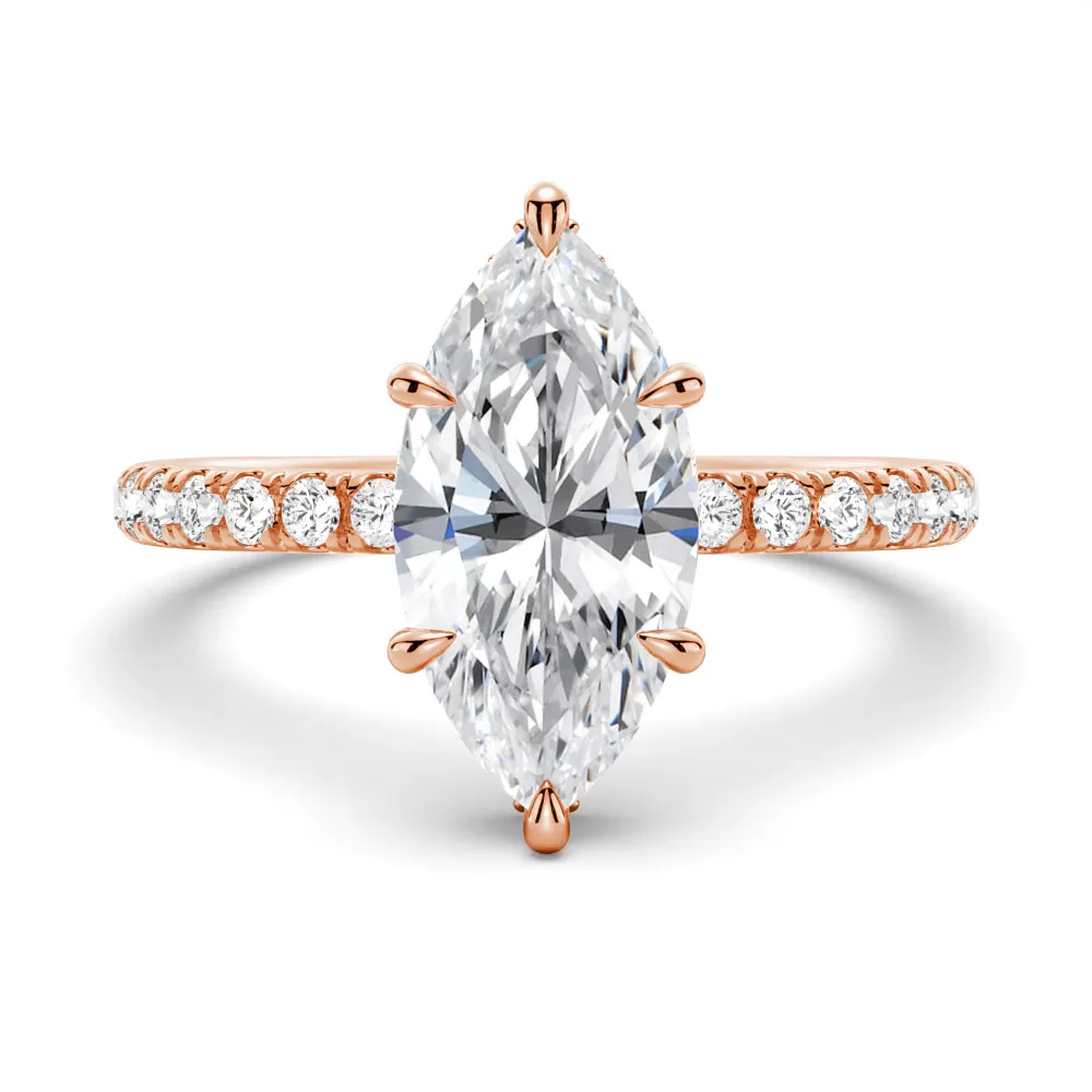 Pavé Marquise Engagement Ring With Hidden Halo