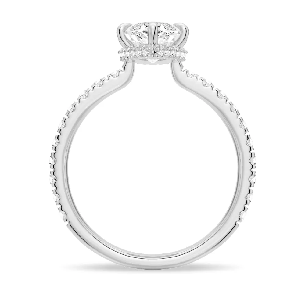 Pavé Marquise Engagement Ring With Hidden Halo