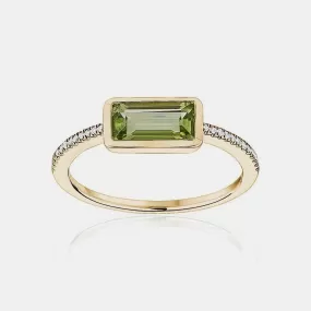 Peridot Gemstone Pavé Ring