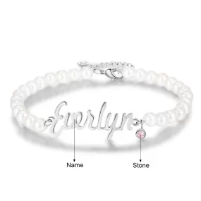 Personalized Nameplate Bracelet With Birthstone For Women