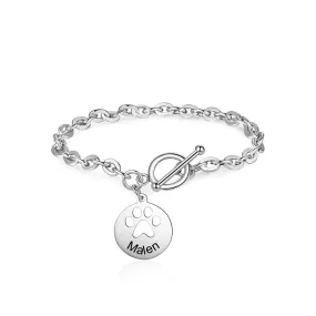 Personalized Pet Paw Charm Bracelet For Women