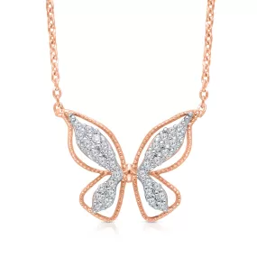 Rose Gold & White Diamond Butterfly Pendant