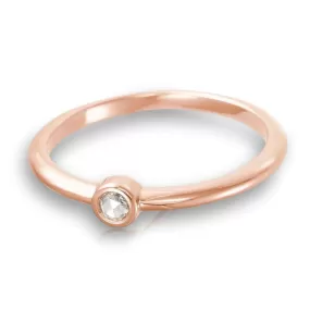 Round 0.06ct Rose Cut Diamond Low Profile Bezel Stacking Ring